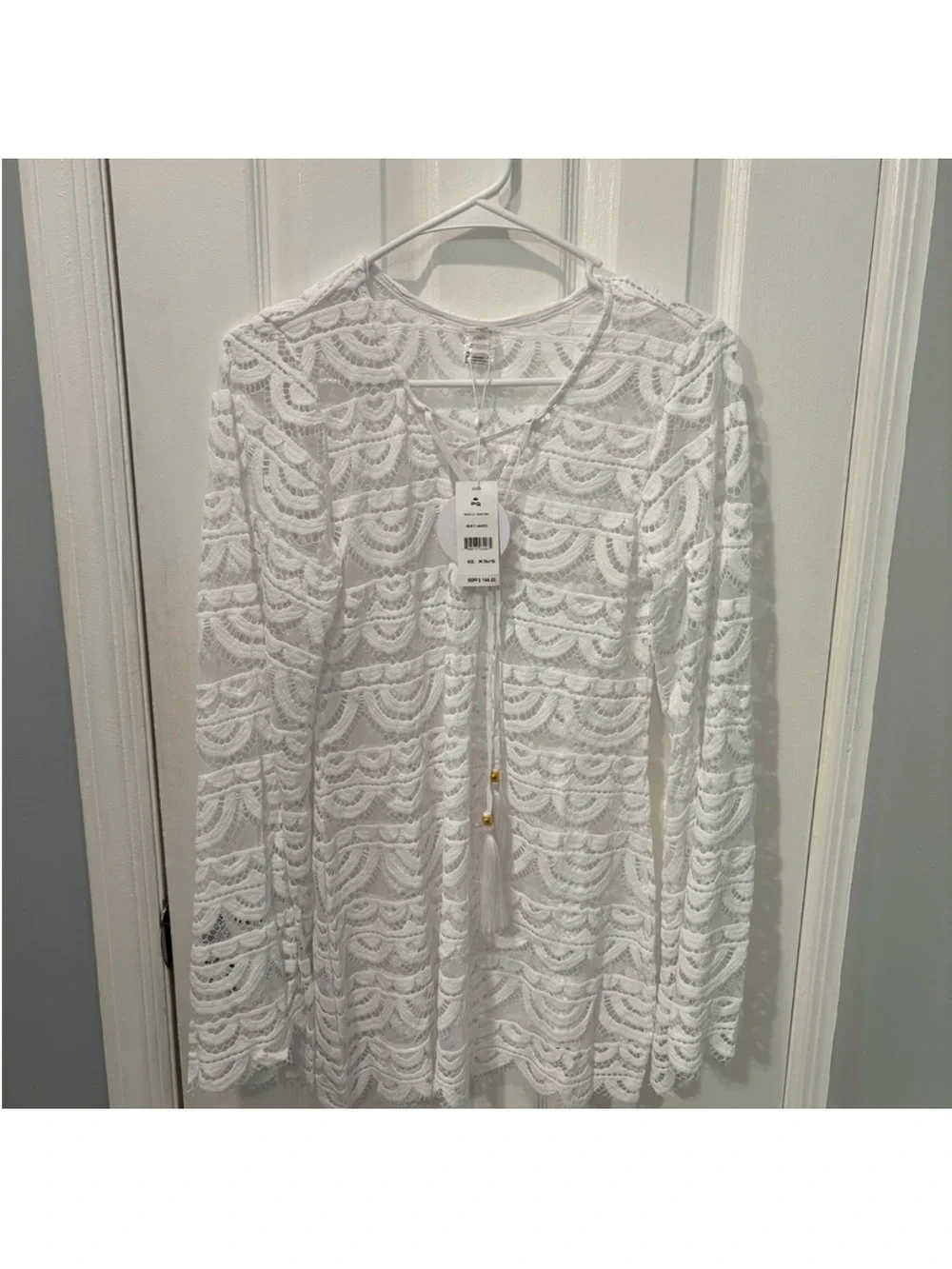 Women's White Crochet Swim Cover-Up Tunic